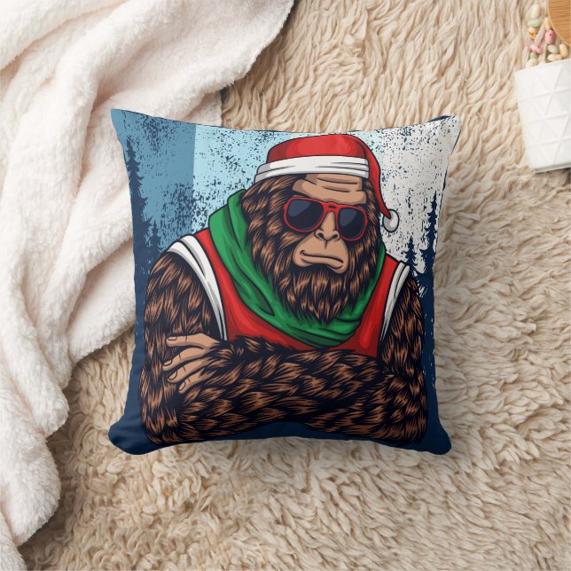 Coussin Père Noël Bigfoot dans la forêt (Couverture)