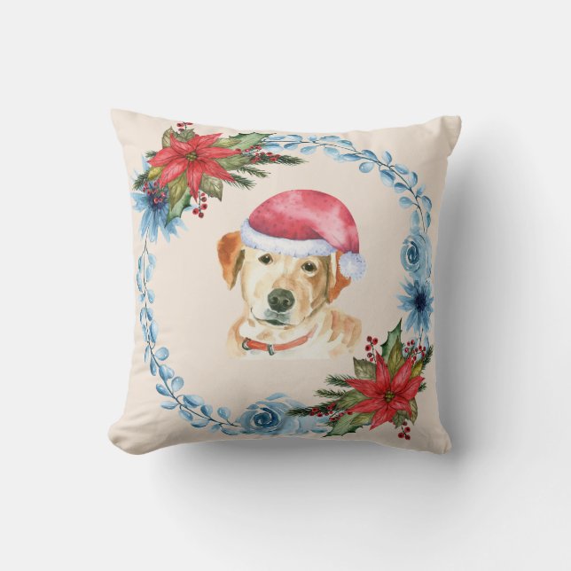 Coussin Père Noël Casquette Jaune Lab Vacances (Recto)