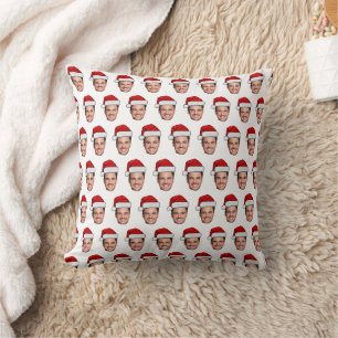 Coussin Père Noël Chapeau de Noël Photo de Visage Personna