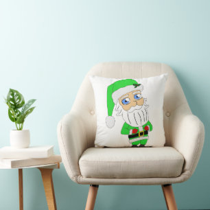 Coussin Père Noël chibi en costume vert