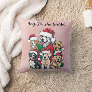 Coussin Père Noël Chiens Joie Au Monde Noël