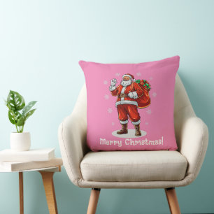 Coussin Père Noël classique apportant des cadeaux de Noël