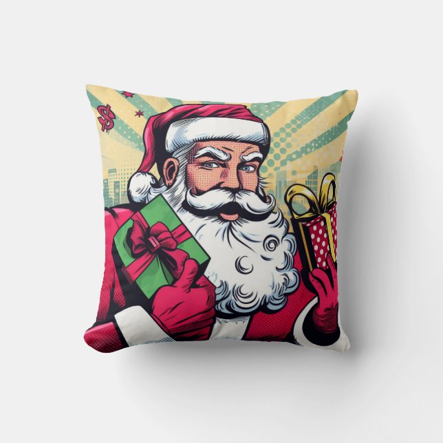 Coussin Père Noël de bande dessinée/Noël  (Recto)