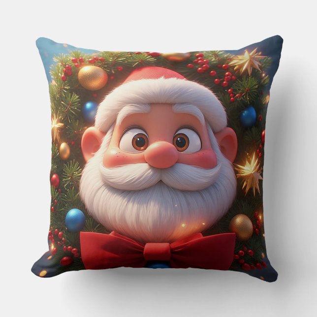 Coussin Père Noël de dessin animé festif de Noël (Recto)