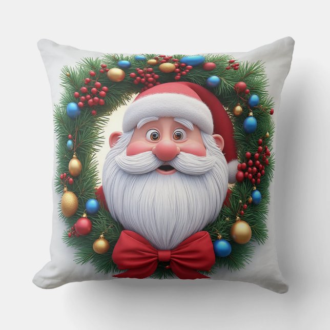 Coussin Père Noël de dessin animé festif de Noël (Recto)