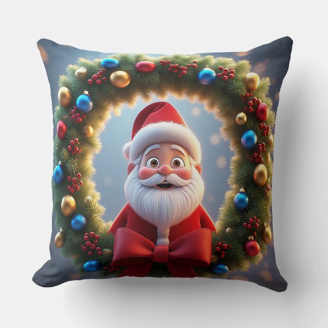 Coussin Père Noël de dessin animé festif de Noël (Recto)