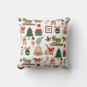 Coussin Père Noël de Noël moderne et Motif de pain d'épice