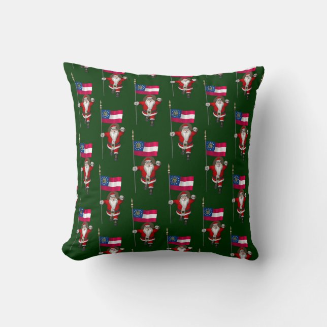 Coussin Père Noël Douce Avec Drapeau De Géorgie (Recto)
