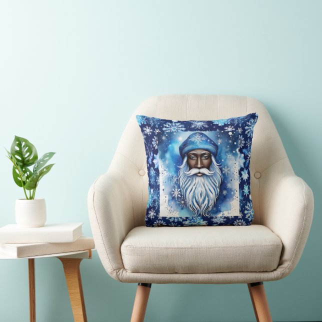 Coussin Père Noël en bleu (Chaise)