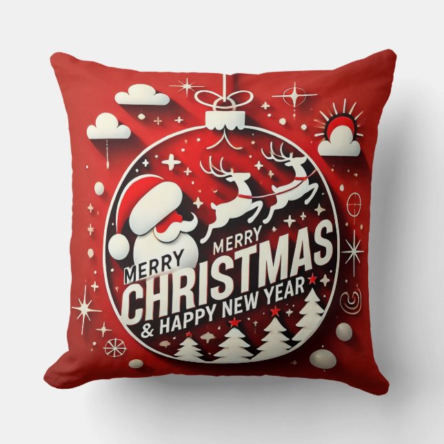 Coussin Père Noël et Décoration de Fêtes (Recto)