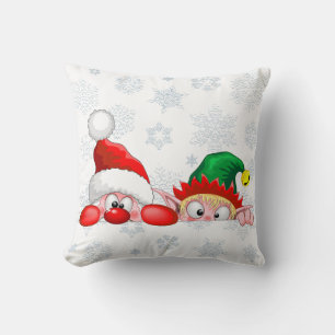 Coussin Père Noël et Elf Cute et drôle Caractères Pékin