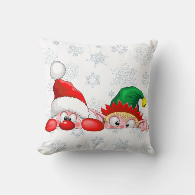 Coussin Père Noël et Elfe Personnages mignons et drôles qu (Recto)