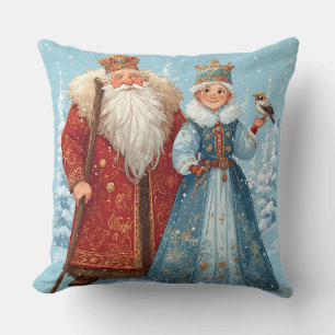 Coussin Père Noël et la Fée des Neiges célébrant Noël