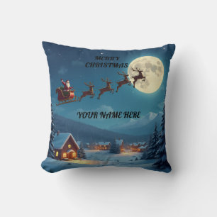 Coussin Père Noël et rennes personnalisés