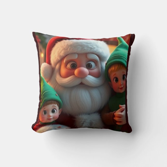 Coussin Père Noël et ses lutins (Recto)
