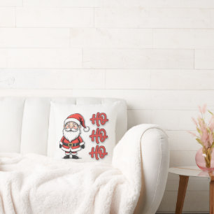 Coussin Père Noël festif amusant Ho Ho Ho Noël