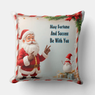 Coussin Père Noël festif et bonhomme de neige