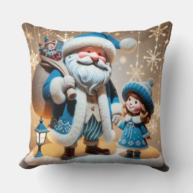 Coussin Père Noël festif et enfant (Recto)