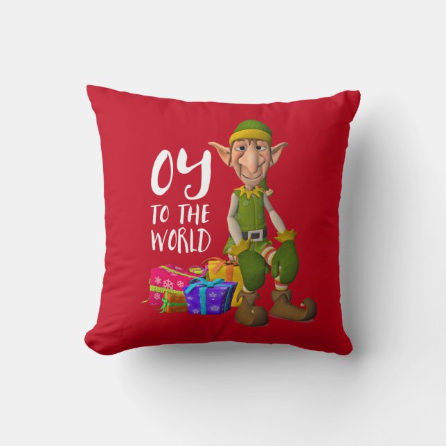 Coussin Père Noël Funny Elf Christmas (Recto)