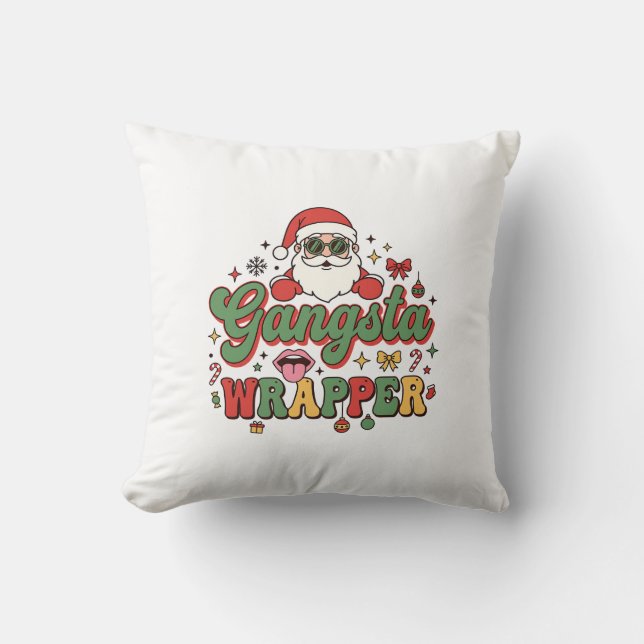 Coussin Père Noël Gangsta Wrapper Noël (Recto)