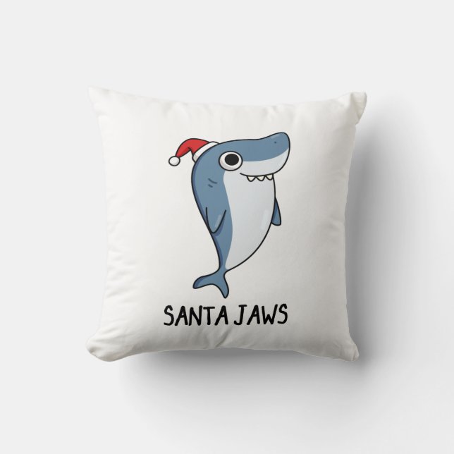 Coussin Père Noël Jaws Funny Shark Christmas Pun (Recto)