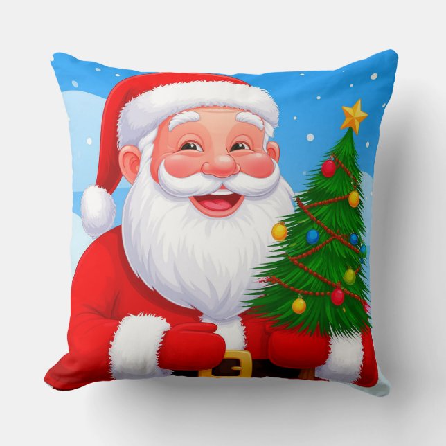 Coussin Père Noël joyeux (Recto)