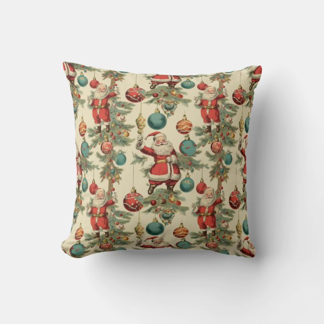 Coussin Père Noël kitch et décorations (Recto)