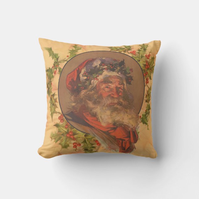 Coussin Père Noël Leyendecker Antique Victorien (Recto)