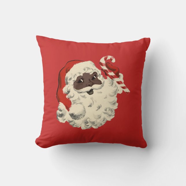Coussin Père Noël noir avec canne en sucre d'orge (Recto)