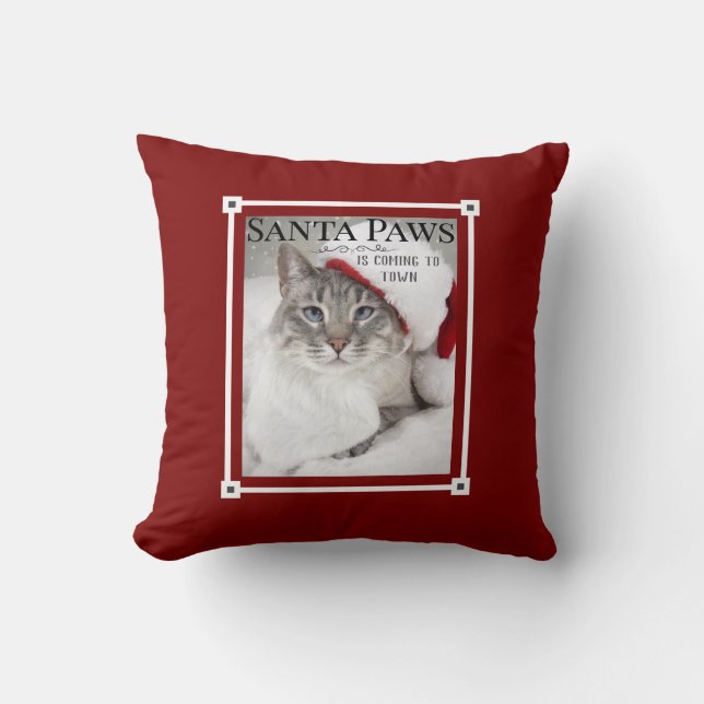 Coussin Père Noël Paws Vient À Noël (Recto)