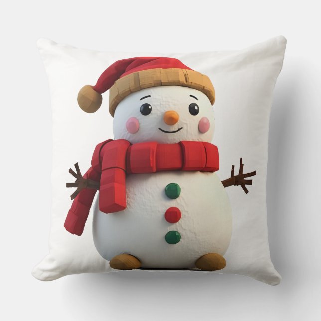 Coussin Père Noël Peluche Rétro Avec Écharpe Noël (Recto)