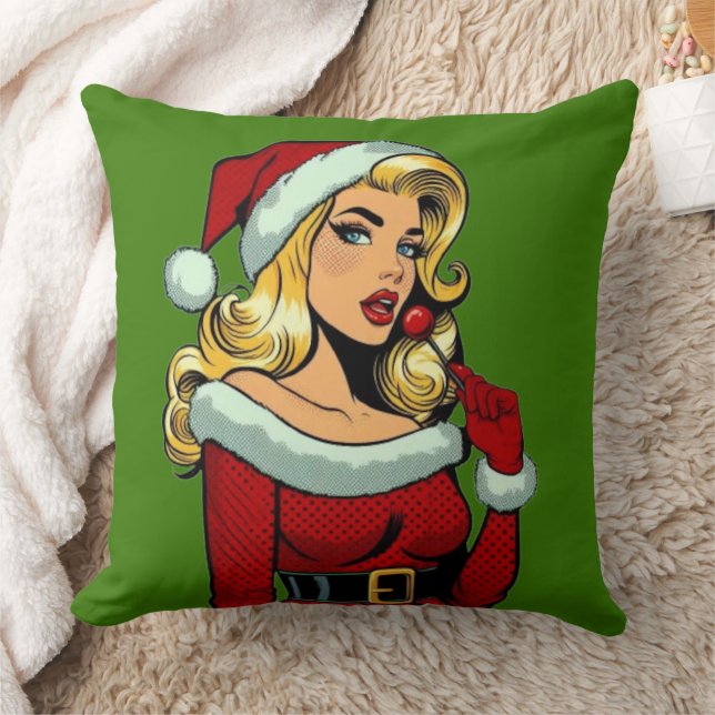 Coussin Père Noël Pinup : Pop Art Glam (Couverture)