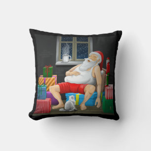 Coussin Père Noël prend une pause café