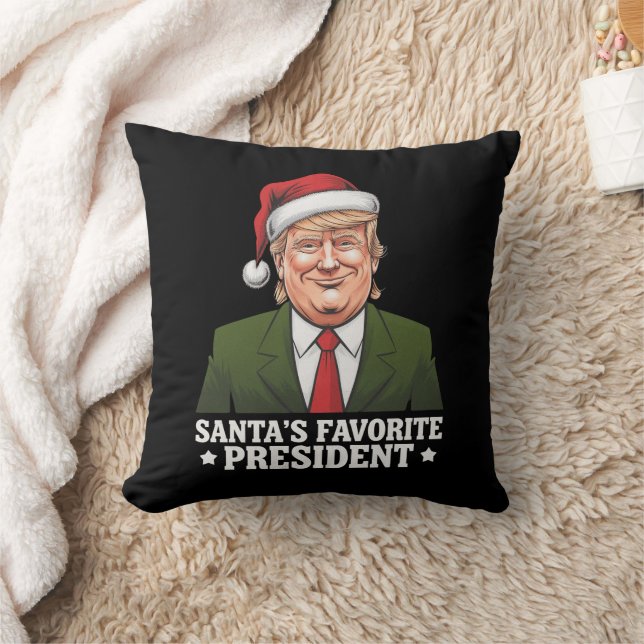 Coussin Père Noël Président favori Funny Trump Noël (Couverture)