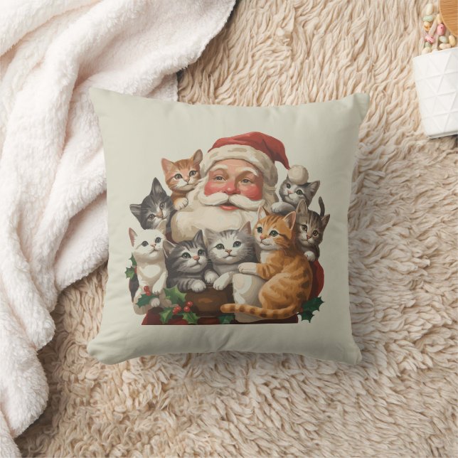 Coussin Père Noël Rétro & Chatons Noël Hiver 90s  (Couverture)