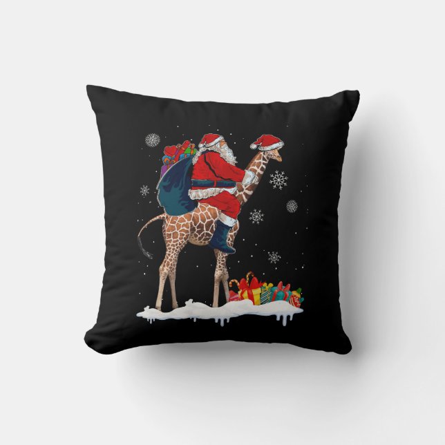Coussin Père Noël Riding Giraffe Noël Pyjama Père Noël Lov (Recto)