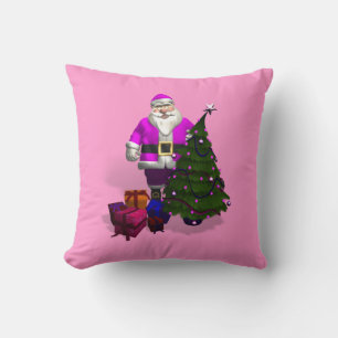 Coussin Père Noël rose et violet