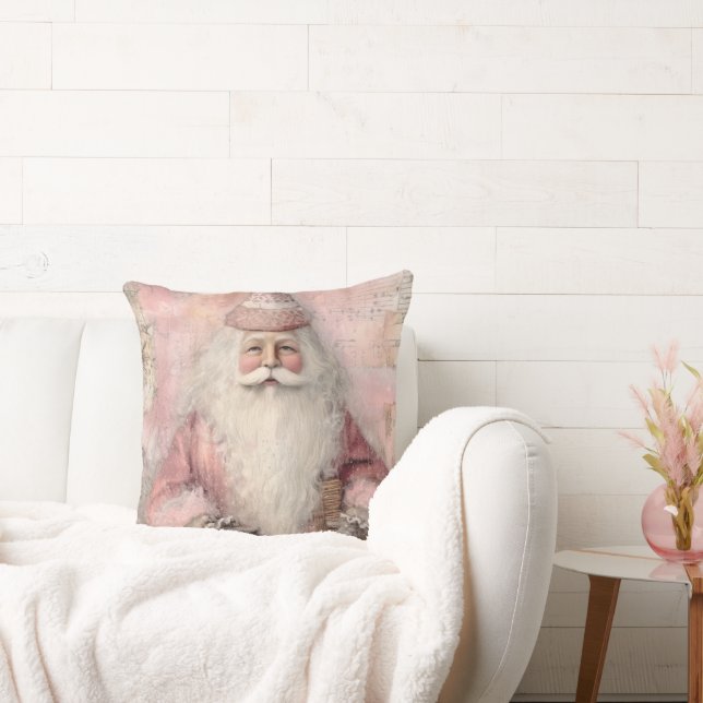 Coussin Père Noël Rose Vintage Noël (Canapé)