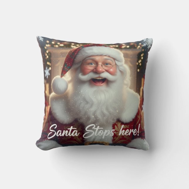Coussin Père Noël s'arrête ici !  (Recto)