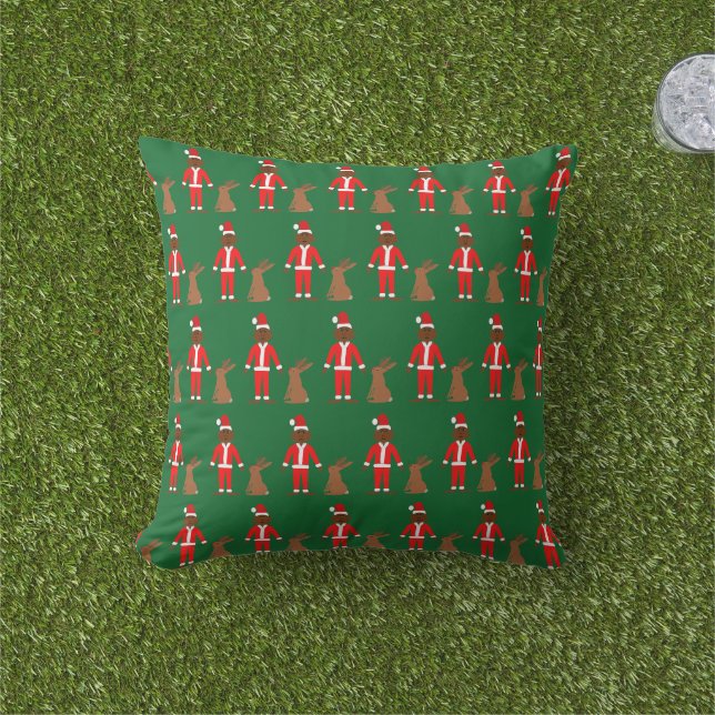 Coussin Père Noël Sasquatch et Jackalope (Herbe)