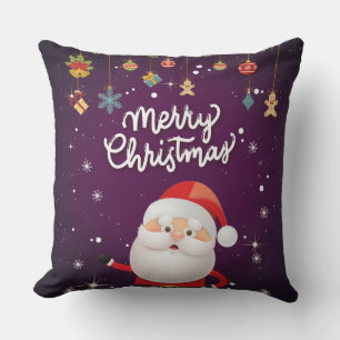 Coussin Père Noël, Snowman Purple Joyeux Noël
