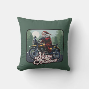 Coussin Père Noël sur moto