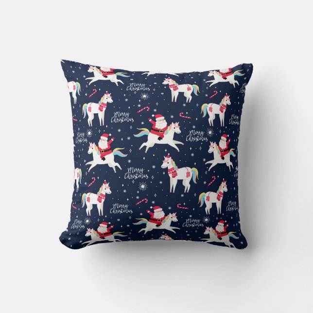 Coussin père Noël sur une licorne (Recto)