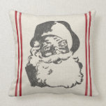 Coussin Père Noël vintage<br><div class="desc">Coussin avec une image vintage de Père Noël. Les bandes rouges sont à l'avant et à l'arrière du coussin.</div>