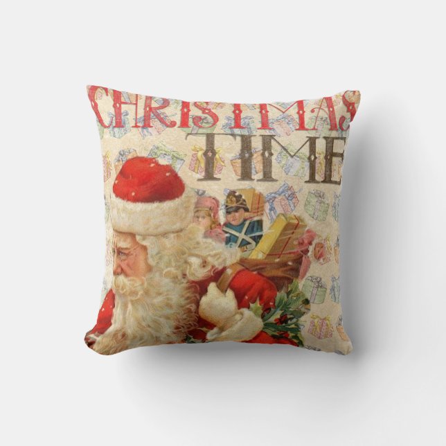 Coussin Père Noël vintage (Recto)