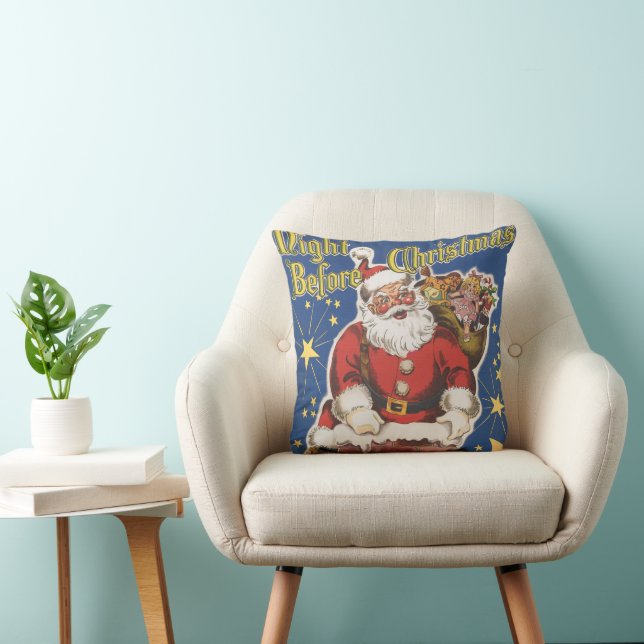 Coussin Père Noël vintage, Cette Nuit Avant Noël (Chaise)