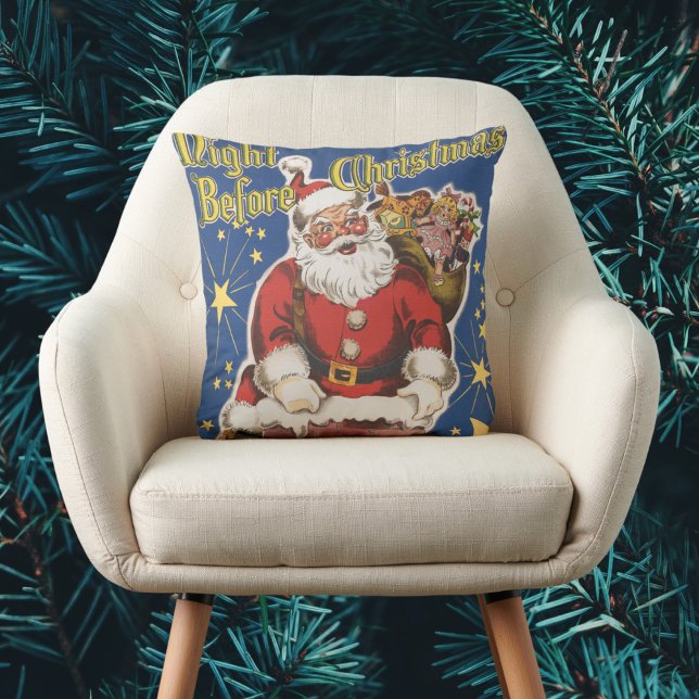 Coussin Père Noël vintage, Cette Nuit Avant Noël (Créateur téléchargé)