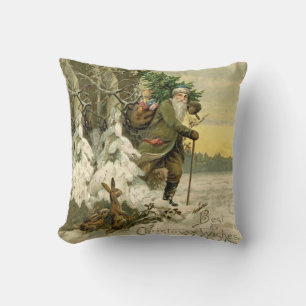 Coussin Père Noël vintage Noël victorien vacances Arbre
