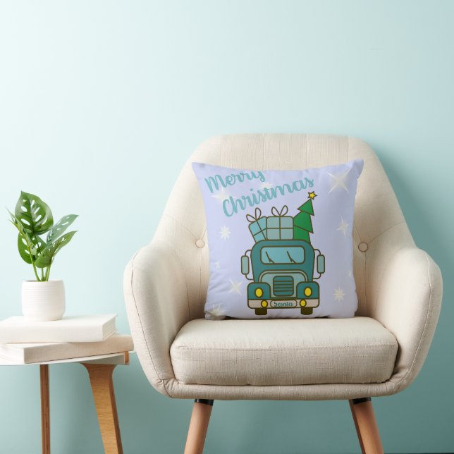 Coussin Père Noël vue de devant Joyeux Noël (Chaise)