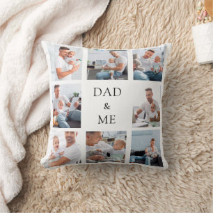 Coussin Père papa bébé photo collage blanc